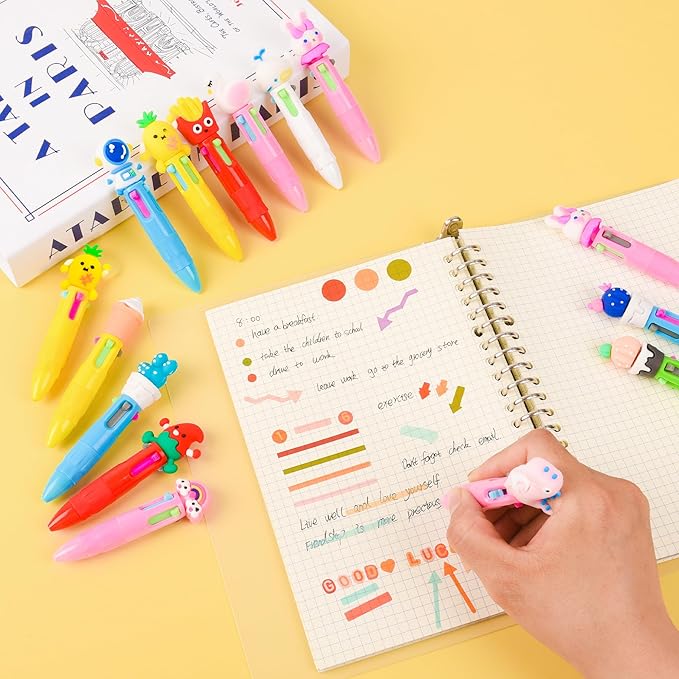 LiYiQ 50 PCS Multicolor Pen in One Fun 4-in-1 Cute Pens Bulk Kawaii Cool Ballpoint Pens for Kids Fun Gifts