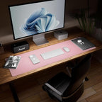 Aothia Leather Desk Pad Protector - Large Mouse Pad, Office Desk Mat, Non-Slip PU Leather Desk Blotter, Laptop Desk Pad, Waterproof Desk Writing Pad for Office and Home (Pink, 38" x 13.7")