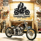 Custom Motorcycle Couple Metal Signs Personalized Biker Couple Name Sign Custom Garage Decor Motorbikes Wall Art Decor Motorcycle Sign Wedding Valentine's Day Gift for Couples