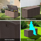 Yardgrace 180 Pro Gallon Deck Box,Outdoor Storage Box Lockable,Waterproof for Patio Furniture, Garden Tools, Pool Accessories, Package Delivery Boxes For Outside, Brown