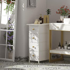 GiftGo Narrow Dresser Cabinet Vertical Slim Dresser Chest of Drawers Skinny Storage Tower for Small Spaces Gaps Closet Bedroom Bathroom Small Fabric Drawer Unit (White, 4 Drawers)