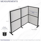 VIVO L-Shape Modular Corner Wall System, 3 Panels, Modern Professional Office Cubicle Dividers, Freestanding Privacy Screen, 66 inches High, Light Gray, Black Frame, PP-MWS63B-L