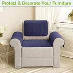 Couch Arm Covers, Sofa Arm Covers, Waterproof Armrest Cover for Sofa, Armchair, Loveseat, Non-Slip Recliner Arm Cover, Sofas Headrest Cover, Arm Chair Covers Set of 2 (Navy Blue, 26"×26")