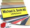 Personalized Name Plate with Choice of Mounting Holders for Walls, Doors, Cubicles, Hanging and More - Custom Yellow Plastic Black Letters - USA Made 2x6 - B4