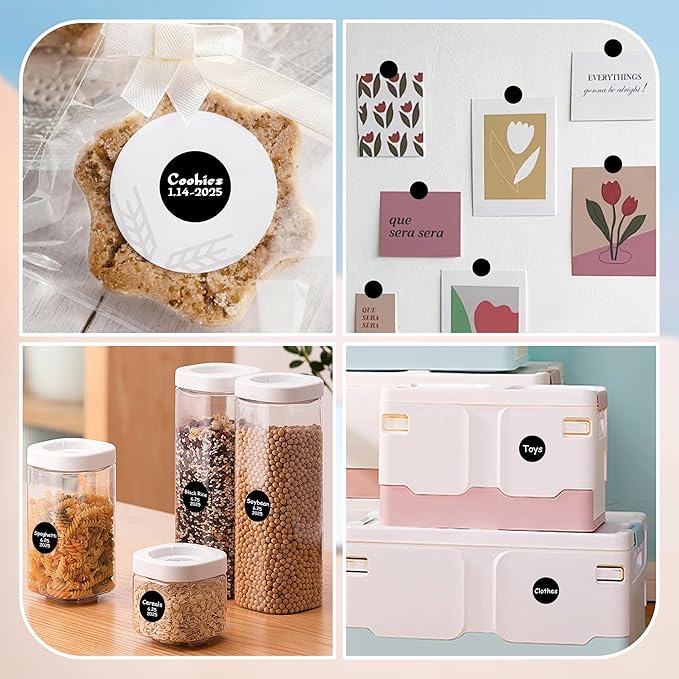 1 Inch Round Color Coding Labels, 1000 PCS Per Roll Black Color Coded Dot Stickers, Round Color Dot Labels for Organizing, Filing, and Storage