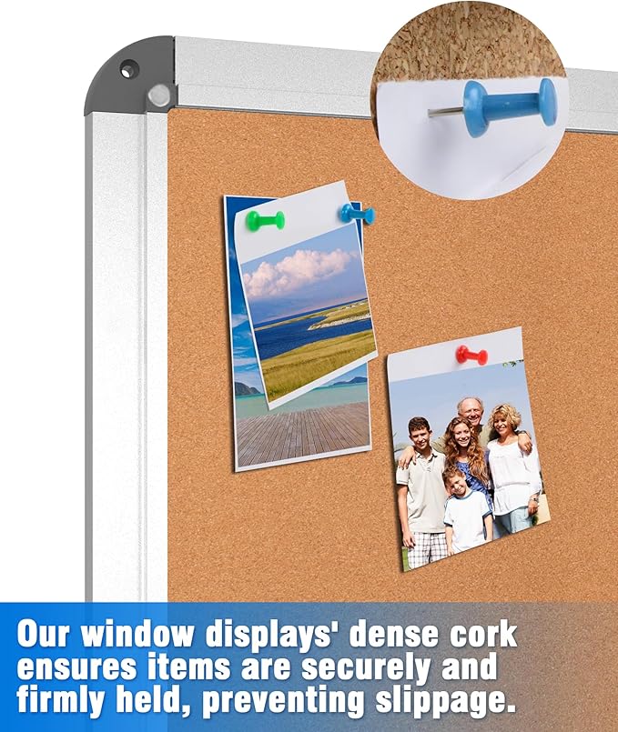 Mifuro 2 Pack 28"x26" Enclosed Bulletin Board, Lockable Weather-Resistant Aluminum Cork Noticeboard for School & Office, Silver Frame w/Cork