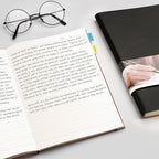 EMSHOI Composition Notebooks College Ruled - Soft Cover Leather Thick Journal, B5 Large Notebook, with Free Sticky Notes, 204 Numbered Pages,100gsm Lined Paper, for Writers Students, 7.5"x10"- Black