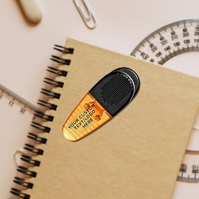 100 Magnetic Memo Holders Set - Customizable Text, Logo - Large Clip, Plastic - TOrange