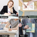 EMSHOI College Ruled Notebook Lined Journal - 120gsm Thick 256 Numbered Pages, A5 Hardcover Leather Writing Notebook for Work School Travel Women & Men - with Sticky Notes, 5.75"x8.38", LightBlue