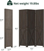 Cozy Castle Wood Room Divider, 3 Panels Folding Privacy Screen, 66.9'' Wall Divider, Barnwood Room Separator, Freestanding Partition, Temporary Wall for Decorative, Rustic Brown