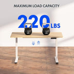 FLEXISPOT E6 3-Stage Dual Motor 60 x 24 Electric Standing Desk Sit Stand Up Desk, Holds 220 lbs, Adjustable Height w/Memory Presets, One-Piece Maple Desktop & White Frame, Ships in 2 Boxes