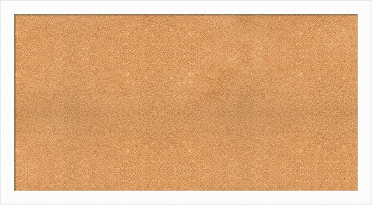 Amanti Art Natural Cork Board for Wall, 29x53 Vision Board with White Frame, Oversize Corkboard Office Decor for Home Organization, Casual Corkboard Pinboard to Display Items for Home Organization in