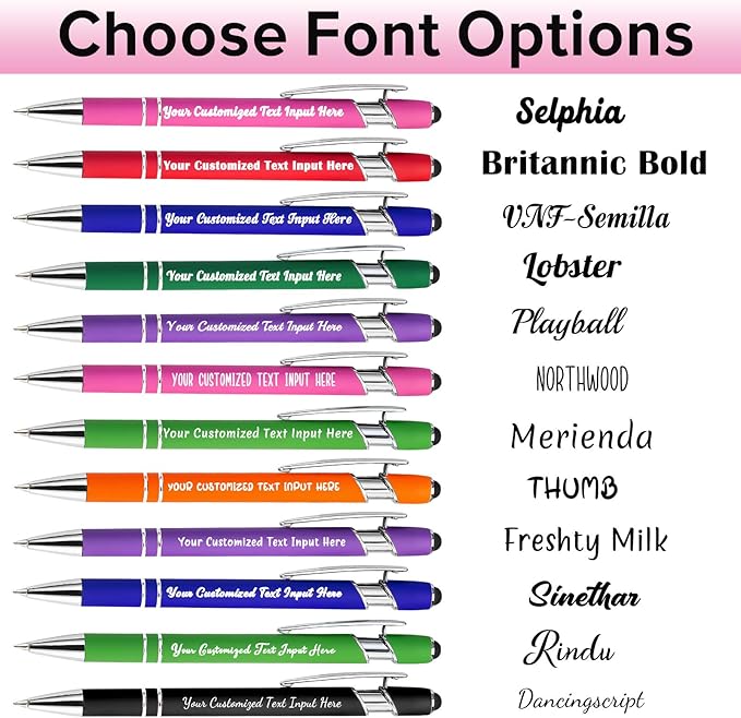 Personalized Ballpoint Pens, 100 Pcs, Custom Engraved with Name or Logo, Smooth Black Ink, Touch Tip Design, Ideal for Office, School, Gifts