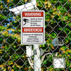 SmartSign "Warning - Audio & Video Surveillance On Duty At All Times" Bilingual Sign | 7" x 10" Aluminum