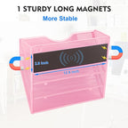 EASEPRES Magnetic 3 Pocket Mesh Hanging Wall File Organizer, Wall Mounted Mail Paper Document Folder Holder, Clipboard Storage Magazine Rack with Nametag Label for Office Home School, Pink