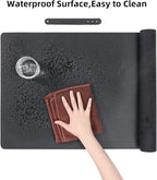 Wolaile Desk Pad 36x17 inches,PU Leather Desk Blotter,Non-Slip Base Waterproof Surface Office Desk Mat Protector,Old Desktop Cover Decor,Large Mouse Pad,Black