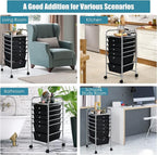 RELAX4LIFE 6-Drawer Rolling Storage Cart - Classroom Organization on Wheels w/Removable Plastic Drawers, Mobile Art Craft Cart for School Paper Home Office, Utility Cart with Drawers (Black)