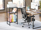 GEORIS 3 Tier Freestanding Printer Stand Shelf for Desk, Black Metal Side Table for Printer, Fax Marchine