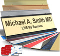 Custom Name Plate with Choice of Mounting for Walls, Doors, Cubicles, Hanging and More - Personalized Ivory Plastic Brown Letters - USA Made 2x12 - B5