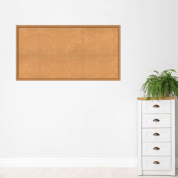 Amanti Art Natural Cork Board for Wall, 32x60 Vision Board with Bronze Frame, Oversize Corkboard Office Decor for Home Organization, Casual Corkboard Pinboard to Display Items for Home Organization