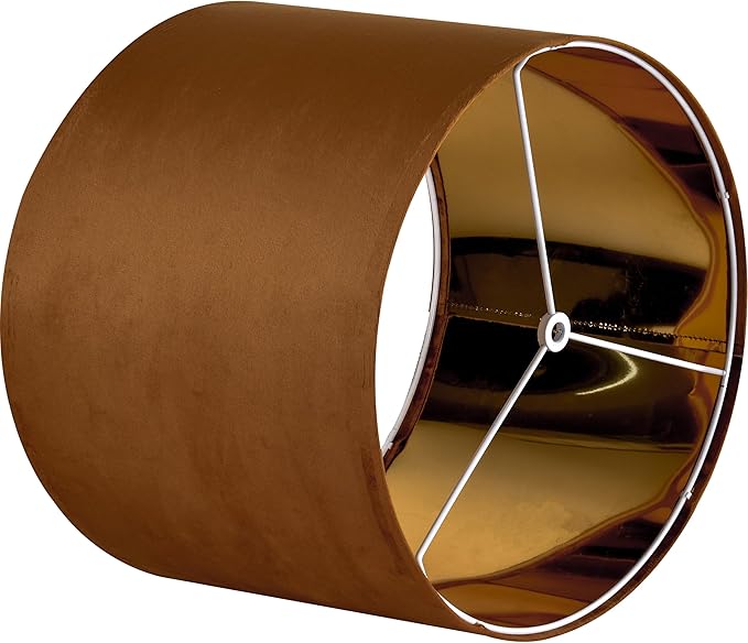 GO&SO 1 PCS Burnt Orange Velvet Drum Lamp Shade,Modern Replacement Lamp Shades 13" Top x 13" Bottom x 10" High(Spider) Medium Fabric Lampshade for Table Lamp,Floor,Bedside -Assembly Require