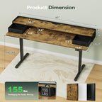 Homall Electric Standing Desk with 2 Drawers, Adjustable Height Computer Desk with Monitor Shelf Sit Stand Table with Splice Board Quick Install for Home Office (Rustic Brown, 63 Inch)