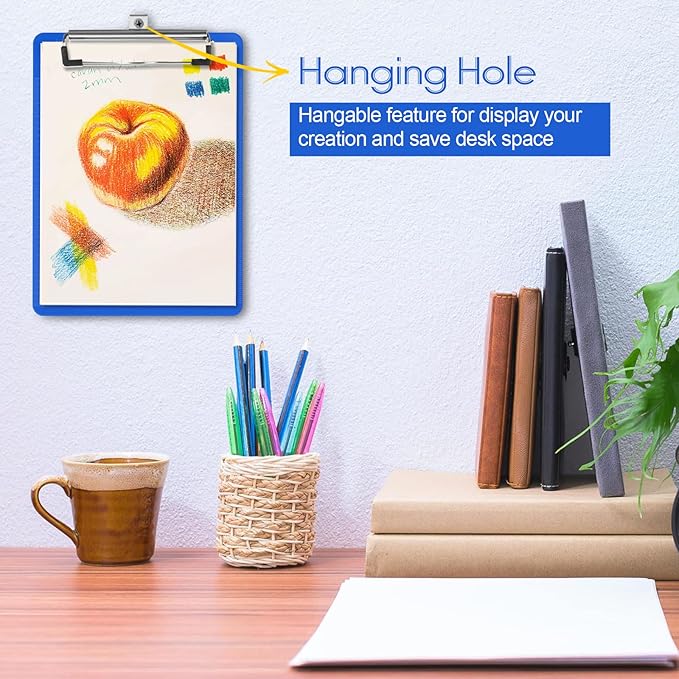 2 PCS Blue Plastic Clipboard with Pen Holder,Nursing Clipboard Standard Letter A4 Size,Thickened Clip Boards 8.5x11,Hanging Clipboards for Women Kids Students School Office Home