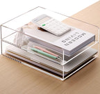 SANRUI Paper Organizer for Desk,Acrylic Stackable Letter Tray, Clear Desk Organizer, Paper Sorter for Office,Home or School,2-Pack
