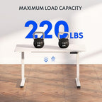 FLEXISPOT E6 3-Stage Dual Motor Electric Standing Desk 48 x 24 Sit Stand Up Desk, Holds 220 lbs, Adjustable Height w/Memory Presets, One-Piece White Desktop & White Frame, Ships in 2 Boxes