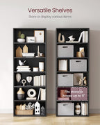VASAGLE CUSTOS Collection - Bookshelf, 6-Tier Bookcase, Book Shelf, Open Storage Shelf, 9.4 x 23.6 x 63.3 Inches, for Living Room, Home Office, Dinning Room, Ebony Black ULBC166T56