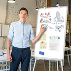 Easel White Board with Stand, 36" x 24" Magnetic Portable Dry Erase Whiteboard, 3' x 2' Tripod Height Adjustable Flip Chart Standing Easel for Office or Teaching Kids at Home & Classroom, Silver