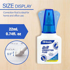 BAZIC Products Correction Liquid 2 in 1 (0.74 oz / 22 ml), Foam Brush & Precise Metal Tip Applicator, Instant Corrections Pen White Out Wipe Out Fluid, 2-Pack