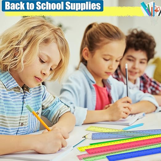 504 Pcs Rulers Bulk, 12 Inch Plastic Assorted Color Clear Rulers with Inches Centimeters Millimeter. Measuring Drawing Tool for Kids, Ideal Back to School Classroom Office Home Supplies