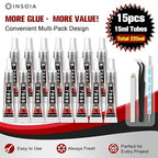 B7000 Rhinestone Glue Clear 15 PCS 15ml – Strong Transparent No Trace Jewelry Glue Kit with Precision Tip, Quick Dry Multi-Purpose Adhesive for Making Nail Makeup Fabric Shoes Craft Phone Repair