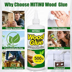 Wood Glue 17.6 oz/500 g, High-Capacity Super Glue for Woodworking, Waterproof Strong Wood Glue for Furniture Heavy Duty, Waterproof Glue for Crafts, Furniture, Wood Floor, Baseboard, cabinets, Door