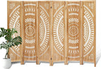 ALeesing 6 Panel Wood Room Divider Fully Assembled, Decorative Room Dividers and Folding Screens, 5.6Ft Room Divider Screen Freestanding Partition Wall Dividers for Home Bedroom Office, Light Brown