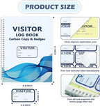 3 Pack Visitor Badges with Carbon Copy Visitor Stickers Letter Size Visitor Log Book Protecting Privacy Pages for School Church Business Visitor Pass Stickers 450 Visitor Badges 90 Memo Pages (3)