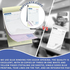50 Sets Job Work Order Form Book 3 Part Carbonless Work Order Invoice Book 5.5 x 8.3 inch Job Order Forms with Numbers and Tear Off Top with Hard Backing for Business Service (1)