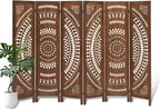 ALeesing 6 Panel Wood Room Divider Fully Assembled, Decorative Room Dividers and Folding Screens, 5.6Ft Room Divider Screen Freestanding Partition Wall Dividers for Home Bedroom Office, Dark Brown