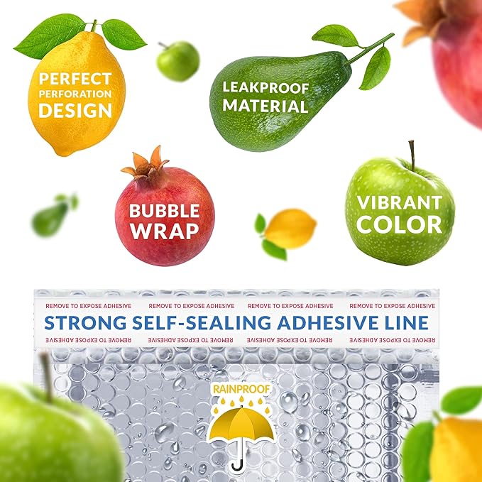 Amiff Silver Thermal Bubble Mailer, 15 x 17 Inches. 5 Pack Metallic Bubble Mailers. Self-Seal Insulated Mailers for Cold Shipping. Padded Envelopes Waterproof. Thermal Bag for Food, Cosmetics