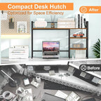 Snughome Desk Shelf, 44.9" Large Desktop Organizer Shelf, Desk Hutch for Computer Monitor, 4 Tier Desk Top Display Rack, Wood Desktop Bookshelf Storage Rack for Home Office Dorm