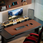 Aothia Leather Desk Pad Protector, Office Desk Mat, Large Mouse Pad, Laptop Desk Pad, Non-Slip PU Leather Desk Blotter, Waterproof Desk Writing Pad for Office and Home (Brown, 55" x 24")