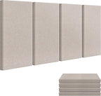 23.62" X 11.81" X 2" Fiberglass Wall Panel, 4 Pack Acoustic Panels, Acoustic Panels Sound Absorbing for Office, Studio, Home Theatre - Linen