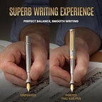Scriveiner Silver Chrome Fountain Pen (Fine), Award Winning, Heavy Pocket Stunning Luxury Pen, Real Gold Plating and Genuine Schmidt Nib, Includes Converter, Fancy EDC Writing Gift Set for Men & Women