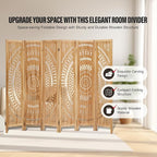 ALeesing 6 Panel Wood Room Divider Fully Assembled, Decorative Room Dividers and Folding Screens, 5.6Ft Room Divider Screen Freestanding Partition Wall Dividers for Home Bedroom Office, Light Brown