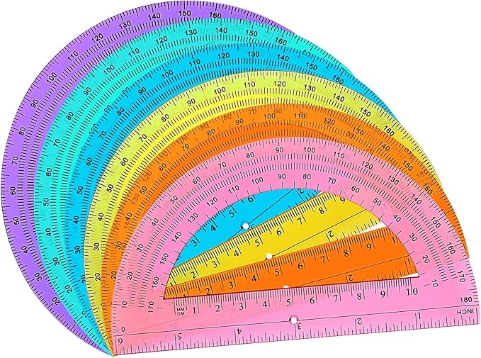 Zonon 12 Pieces Protractors Bulk Plastic 180 Degrees 6 Inch Translucent Protractors for Geometry, Angle Measurement, Students School Supplies