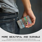 BWEGRHE Cute Credit Card Holder with Zipper, Dragonfly Glitter Wood RFID-Blocking Card Case Small Wallet for Women Men, Multi-slot Card Organizer Case Travel Accordion Wallet