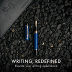 Wordsworth & Black Primori Fountain Pen Set - Blue Gold, Medium Nib, Gift Case, 24 Ink Cartridges, Refill Converter, Manual, Smooth Writing, Left & Right Handed