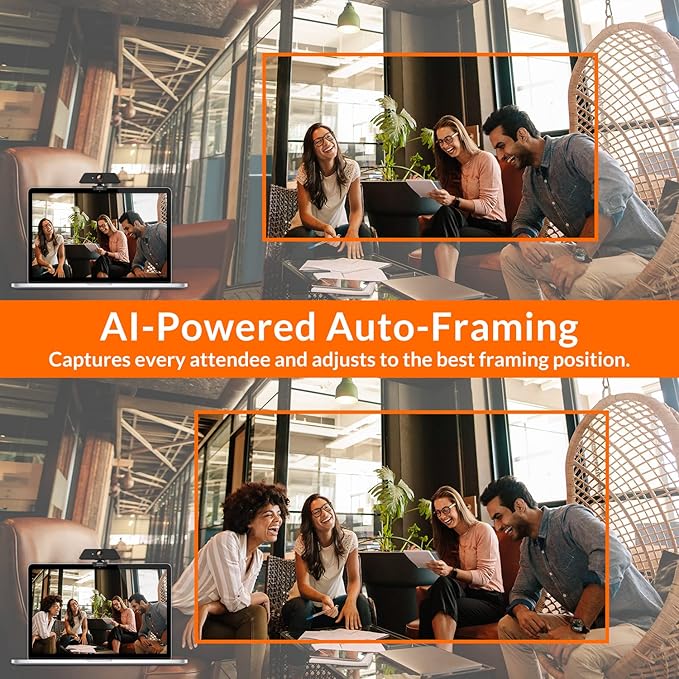 Innex C470 4K Webcam with Microphone, AI Auto-Framing, 5X Digital Zoom, Auto Light Correction, for Zoom, Microsoft Teams, 120 Degree Wide Angle Webcam for PC, Mac, Windows, Video Call, Live Streaming