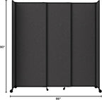 Versare Straightwall Sliding Portable Wall Partition | Freestanding Office Dividers | Locking Wheels | Temporary Room Separator | 7'2'' Wide x 7'6'' Tall Charcoal Gray Fabric Panels